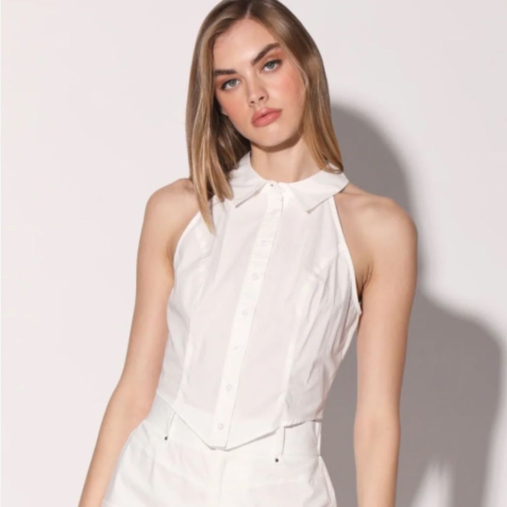 WALTER BAKER Women's White Sleeveless COLLARED Top SIZE MEDIUM NWT